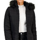 Maralyn & Me Junior's Cozy Collar Faux Fur Hood Puffer Coat Black Size Medium