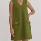 Entro - Textured V-neck Sleeveless Mini Dress