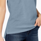 Maison Jules Women's Short Sleeve Crew Neck Hi Lo Top Blue Size X-Small