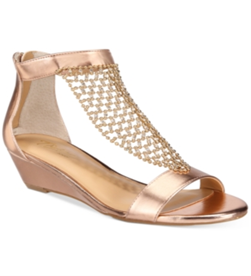 Thalia Sodi Women's Tibby Mesh Embellished Wedge Sandals Yellow Size 9W