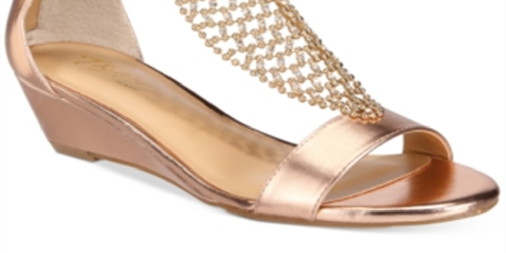Thalia Sodi Women's Tibby Mesh Embellished Wedge Sandals Yellow Size 9W