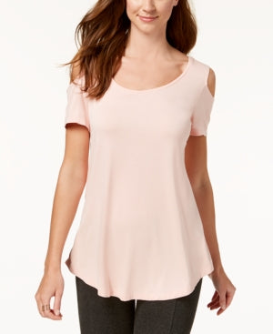 JM Collection Women's Orange Cold-Shoulder T-Shirt Size Large