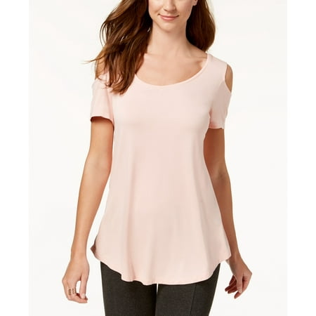 JM Collection Women's Orange Cold-Shoulder T-Shirt Size Large