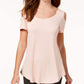 JM Collection Women's Orange Cold-Shoulder T-Shirt Size Large