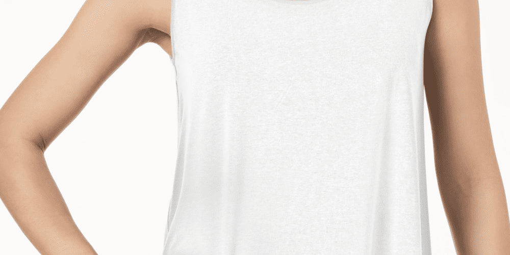 JM Collection Women's White Scoop-Neck Tank Top Size Petite S/M