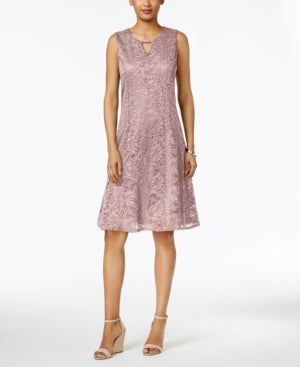 JM Collection Women's Lace A Line Dress Pink Size Petite X-Large