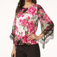 Alfani Women's Lace Trim Bubble Hem Blouse Pink Size X-Large