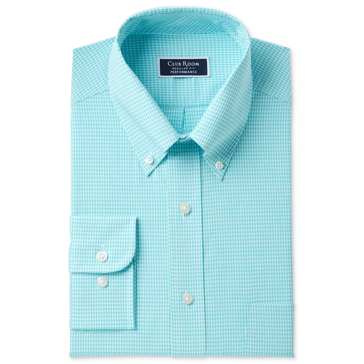Club Room Men's Performance Button up Dress Shirt Blue Size 16X34-35