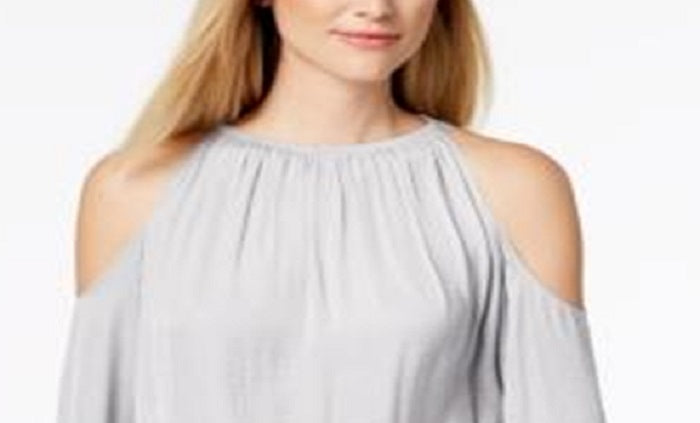 Alfani Women's Long Sleeve Jewel Neck Top Gray Size Small