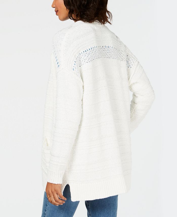 Style & Co Women's Open Front Pointelle Knit Cardigan White Size X-Large