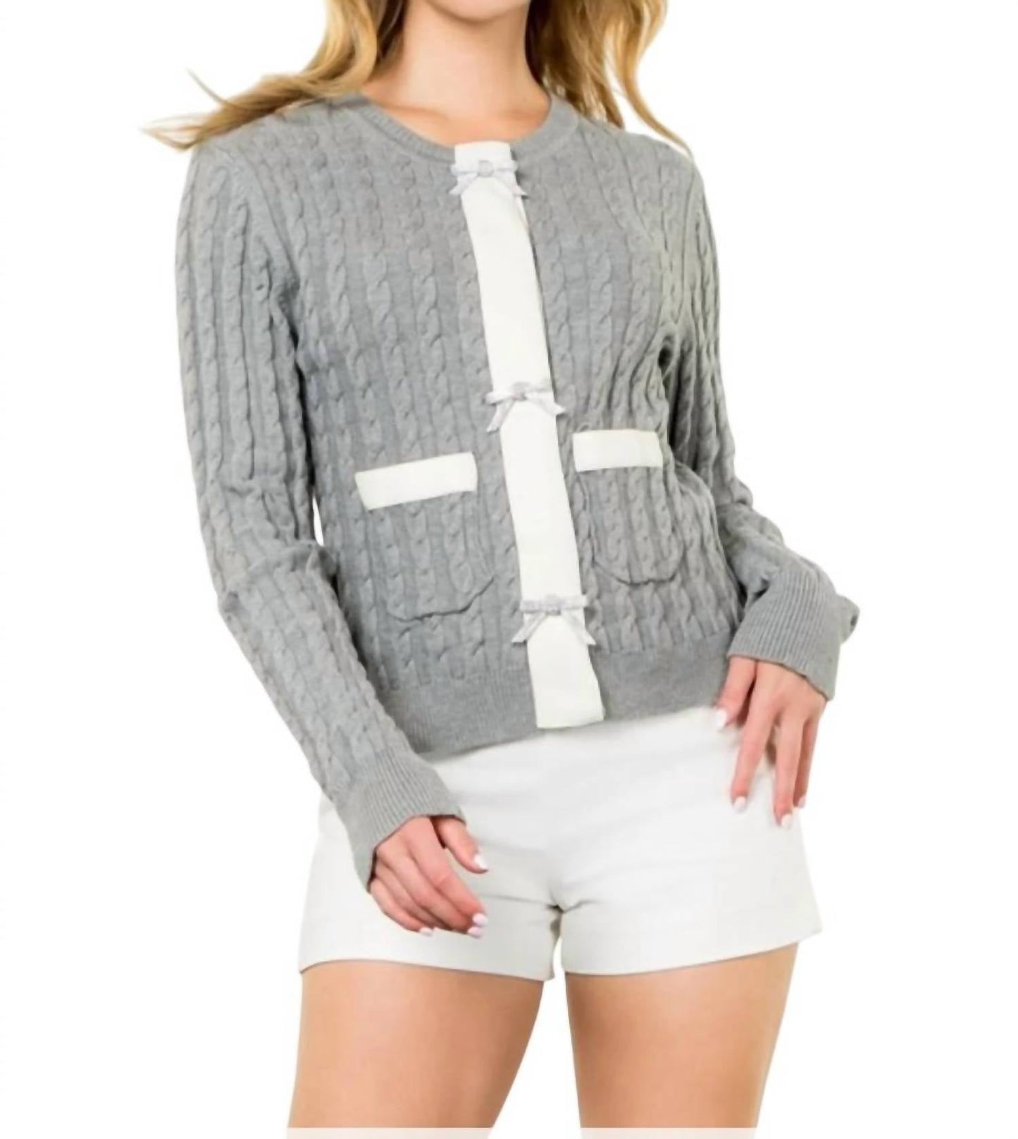 Thml - Bow Cable Knit Cardigan