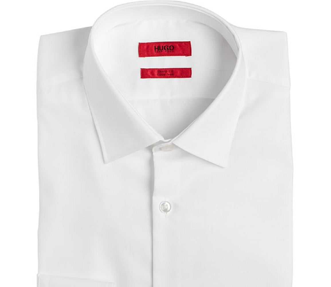 Hugo Boss Men's Slim Fit Solid Cotton Dress Shirt White Size 15.5
