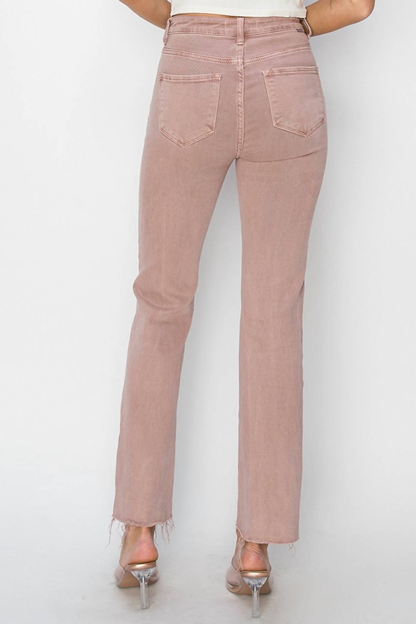 Risen - Jazlyn High Rise Tummy Control Raw Hem w/Side Slit Stright