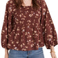 Madewell Lucie Smocked Square Neck Cotton Peplum Blouse - Dark Merlot