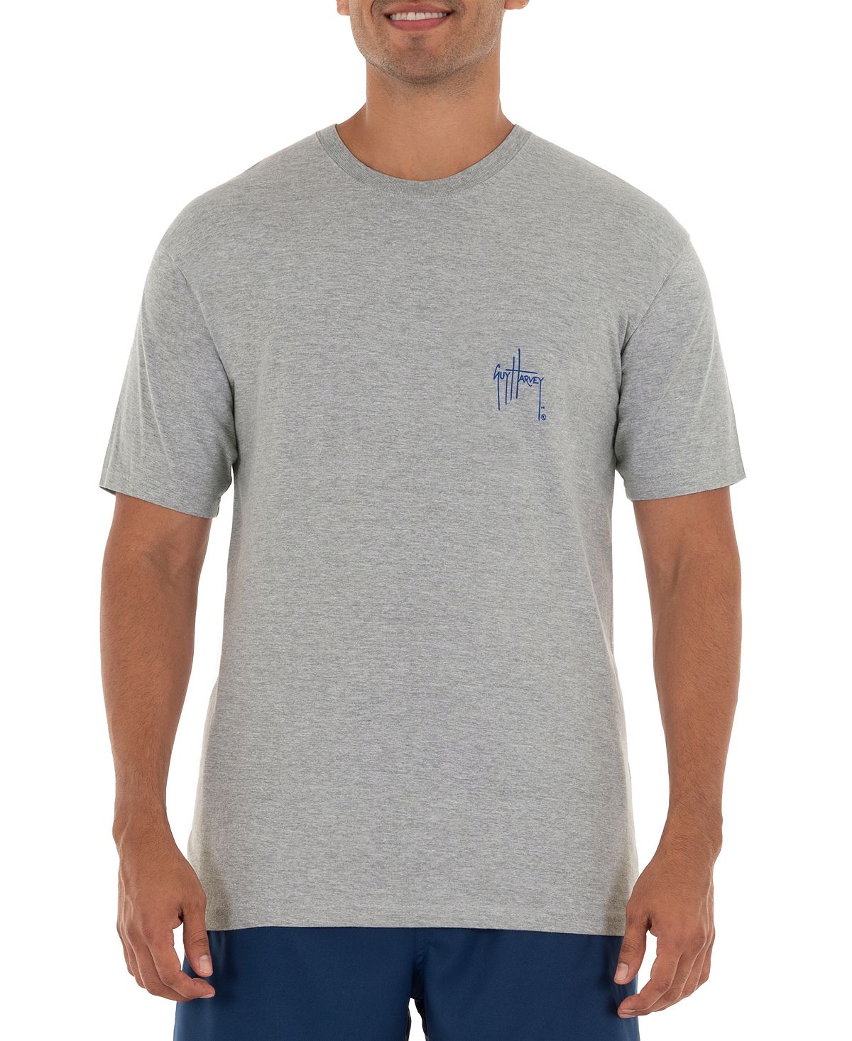 Guy Harvey Men's Swords & Stars Logo Graphic T-Shirt Gray Size Small