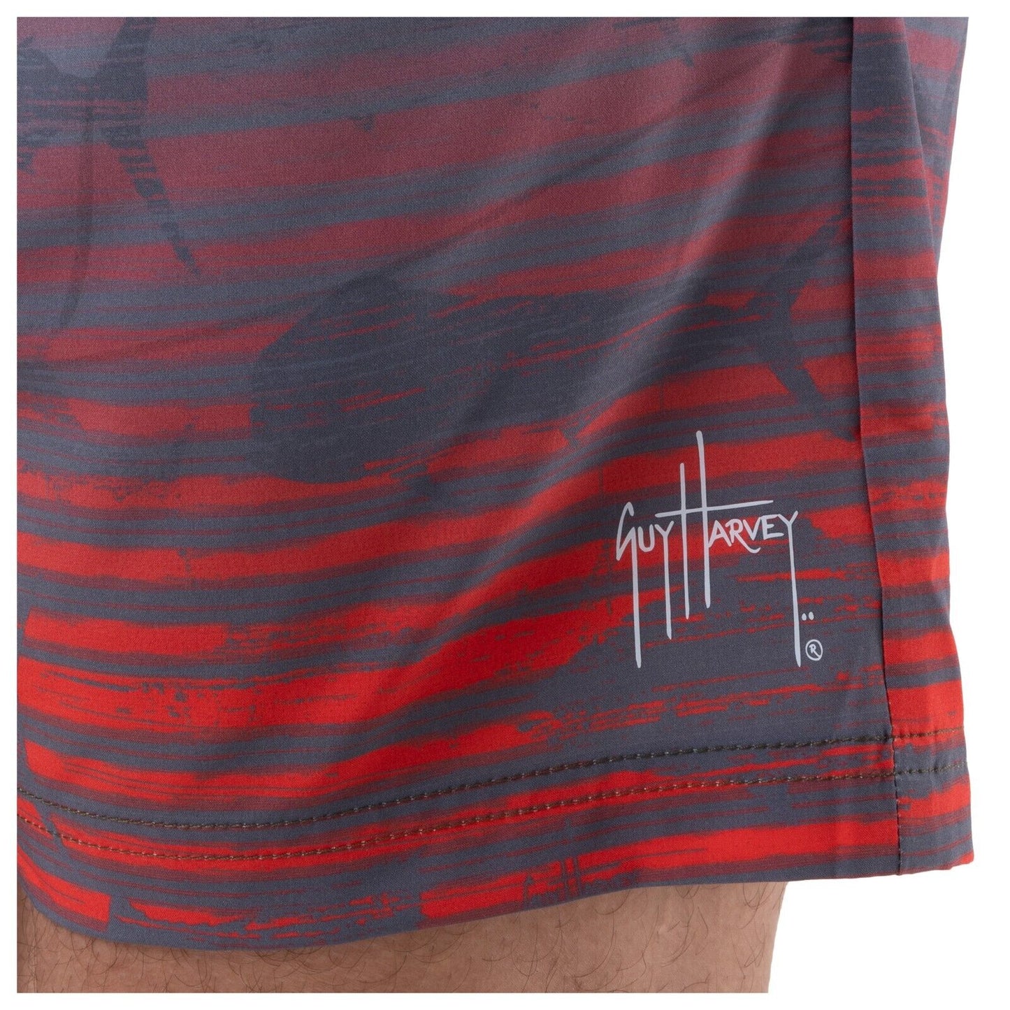 Guy Harvey Men's 7 Ocean Stripe Swim Trunks Blue Size Medium