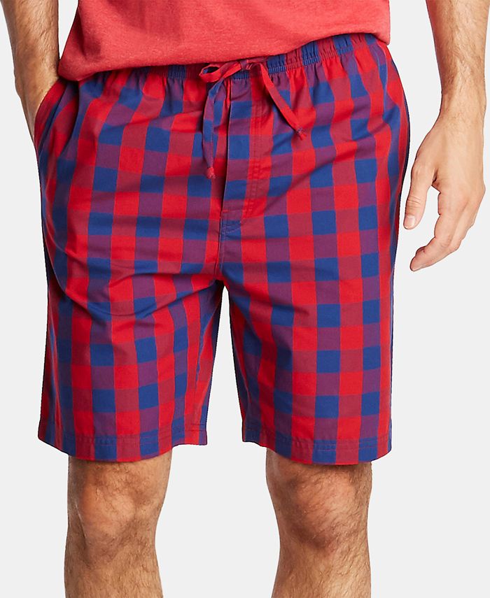 Nautica Men's Cotton Plaid Pajama Shorts Red Size Large