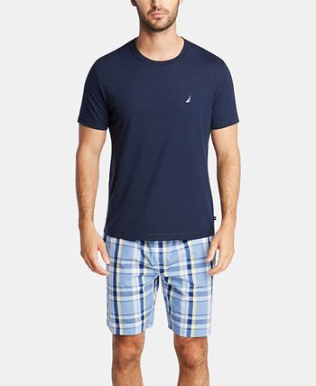 Nautica Men's Cotton Plaid Pajama Shorts Blue Size Large