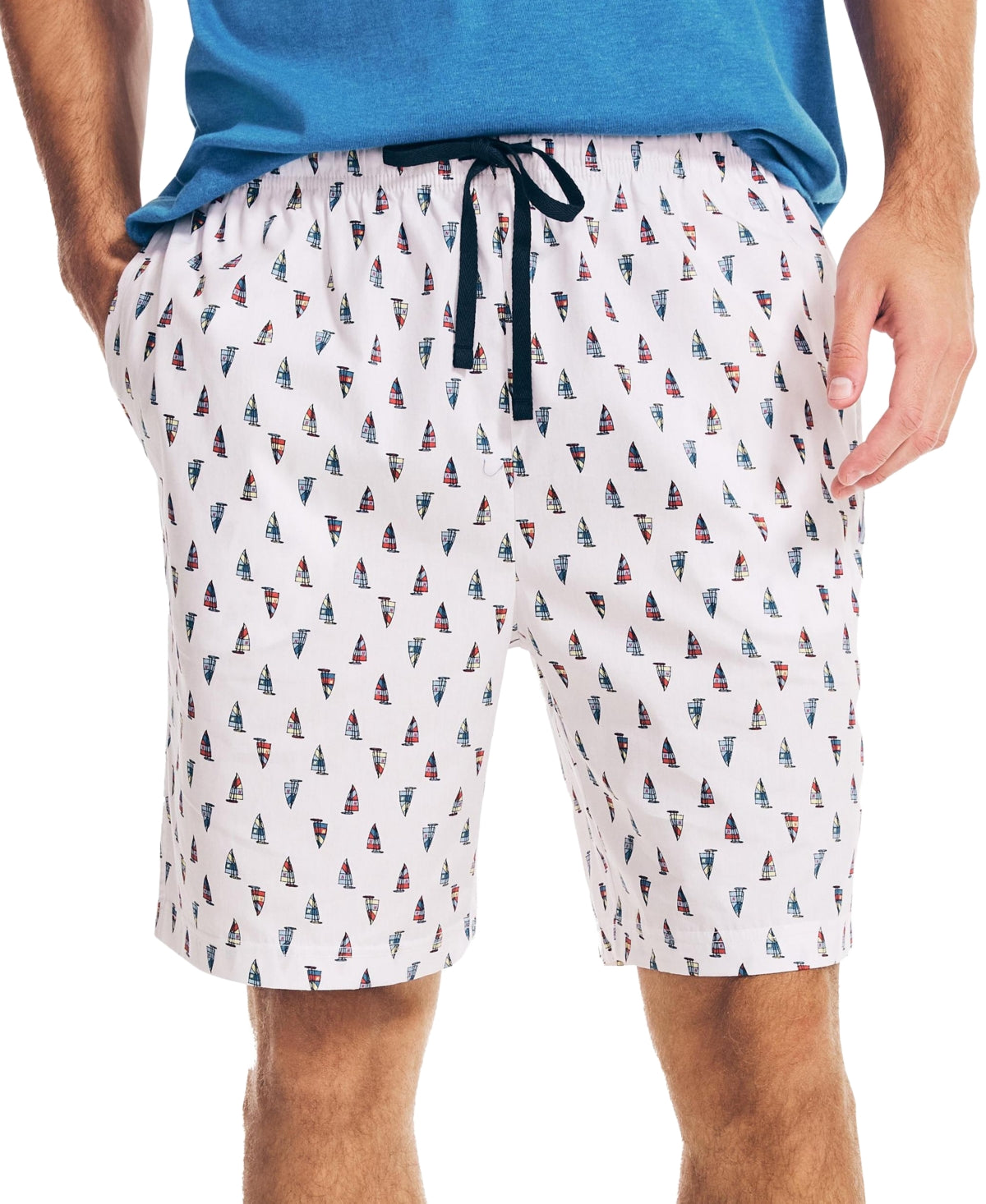 Nautica Men's Classic Fit Cotton Poplin Sleep Shorts White Size Medium