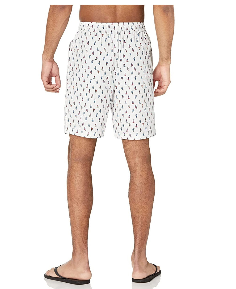 Nautica Men's Classic-Fit Cotton Poplin Sleep Shorts White Size Large