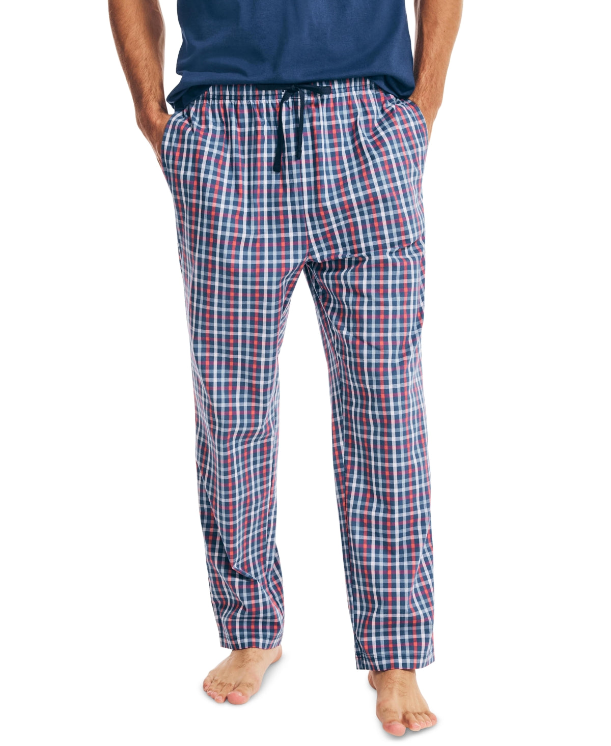Nautica Men's Check Poplin Pajama Pants Blue Size Large