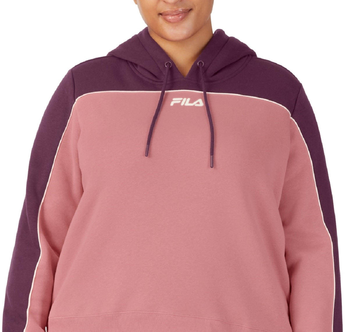 Fila Women's Vigor Colorblocked Long Sleeve Hoodie Red Size 1X