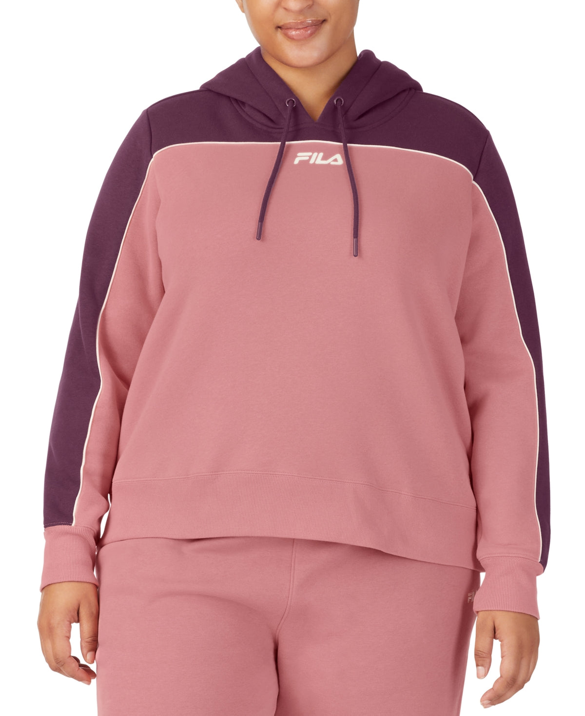 Fila Women's Vigor Colorblocked Long Sleeve Hoodie Red Size 1X