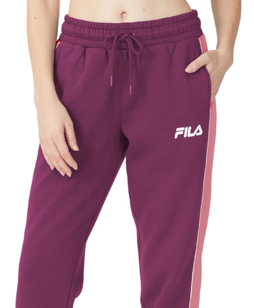 Fila Women's Vigor Mid Rise Colorblocked Fleece Joggers Purple Size 3X