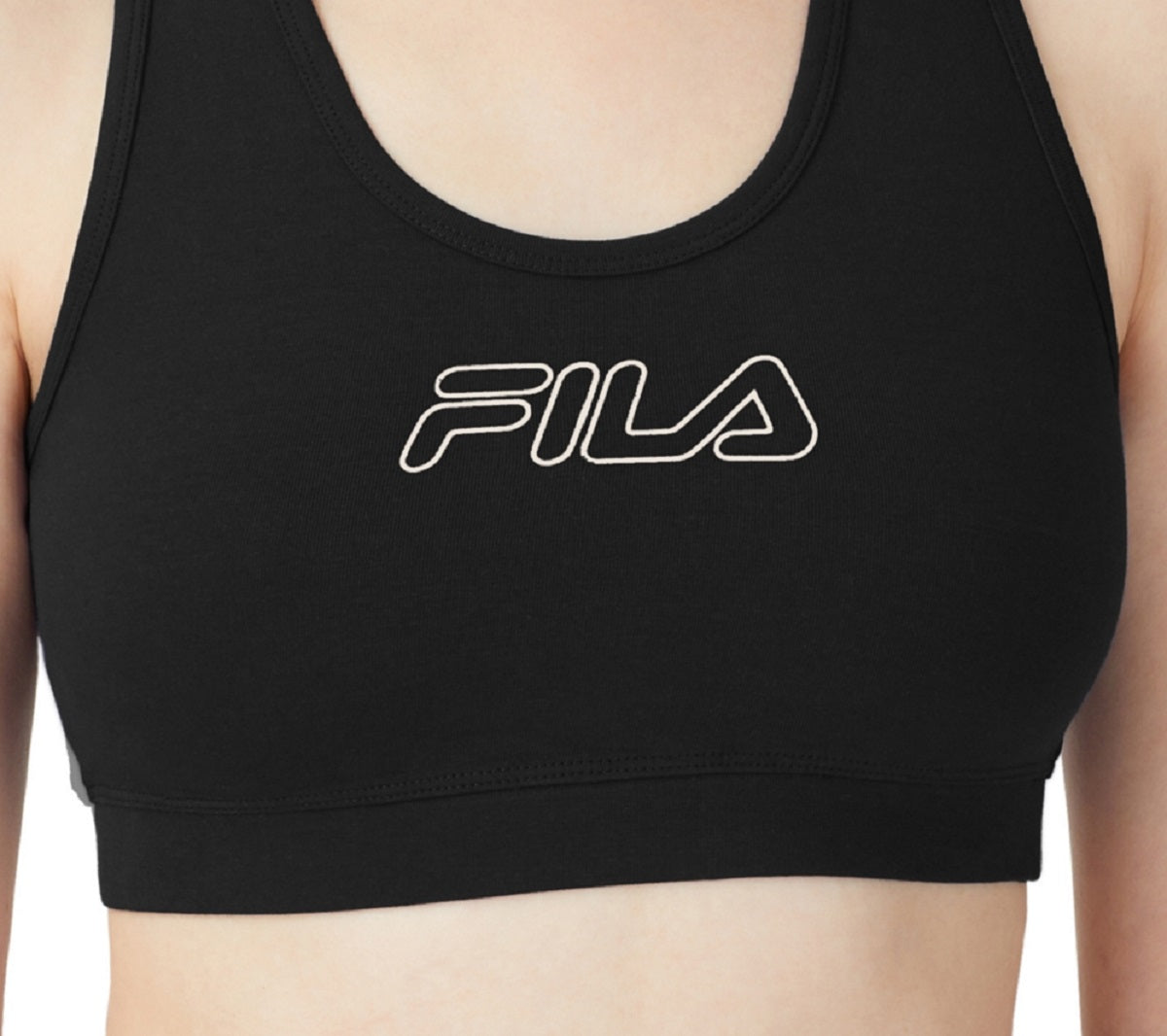 Fila Women's Bloom Logo Pullover Jersey Sports Bra Black Size 3X