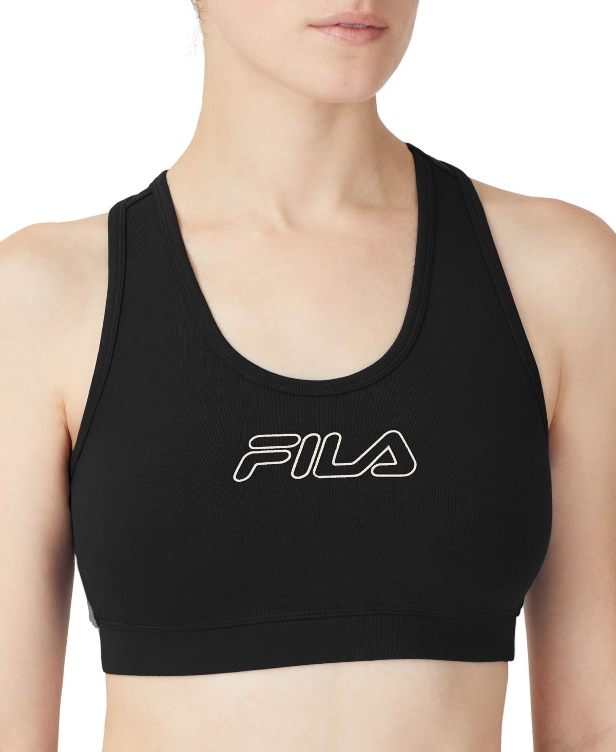 Fila Women's Bloom Logo Pullover Jersey Sports Bra Black Size 3X
