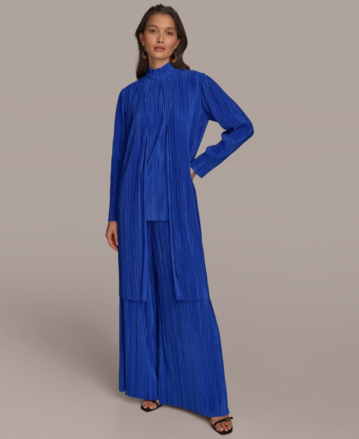 Donna Karan New York Womens Open Front Plisse Cardigan Marbella