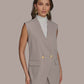 Donna Karan New York Womens Pinstripe Vest Cobblestone Cream Regular Petite