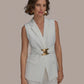 Donna Karan New York Womens Belted Vest Cream