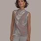 Donna Karan New York Womens Sleeveless Burnout Top Clay L