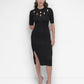 DKNY Womens Ribbed Cutout Bodycon Midi Dress Black XL