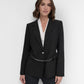 DKNY Petite Belt Hardware One Button Blazer Black