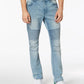 American Rag Men's Slim Fit Stretch Destroyed Moto Jeans Blue Size 36X30
