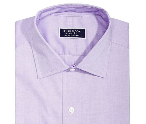 Club Room Men's Slim Fit Stretch Easy Care Pinpoint Solid Dress Shirt Purple Size 32-33