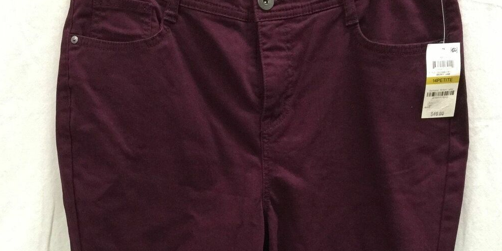 Style & Co Women's Tummy Control Slim Leg Jeans Purple Size 16 Petite