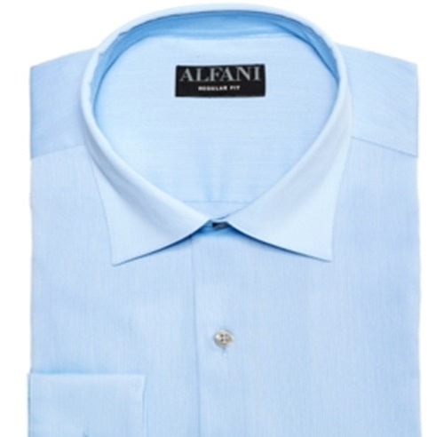 Alfani Men's Athletic Fit Button up Dress Shirt Blue Size 36-37