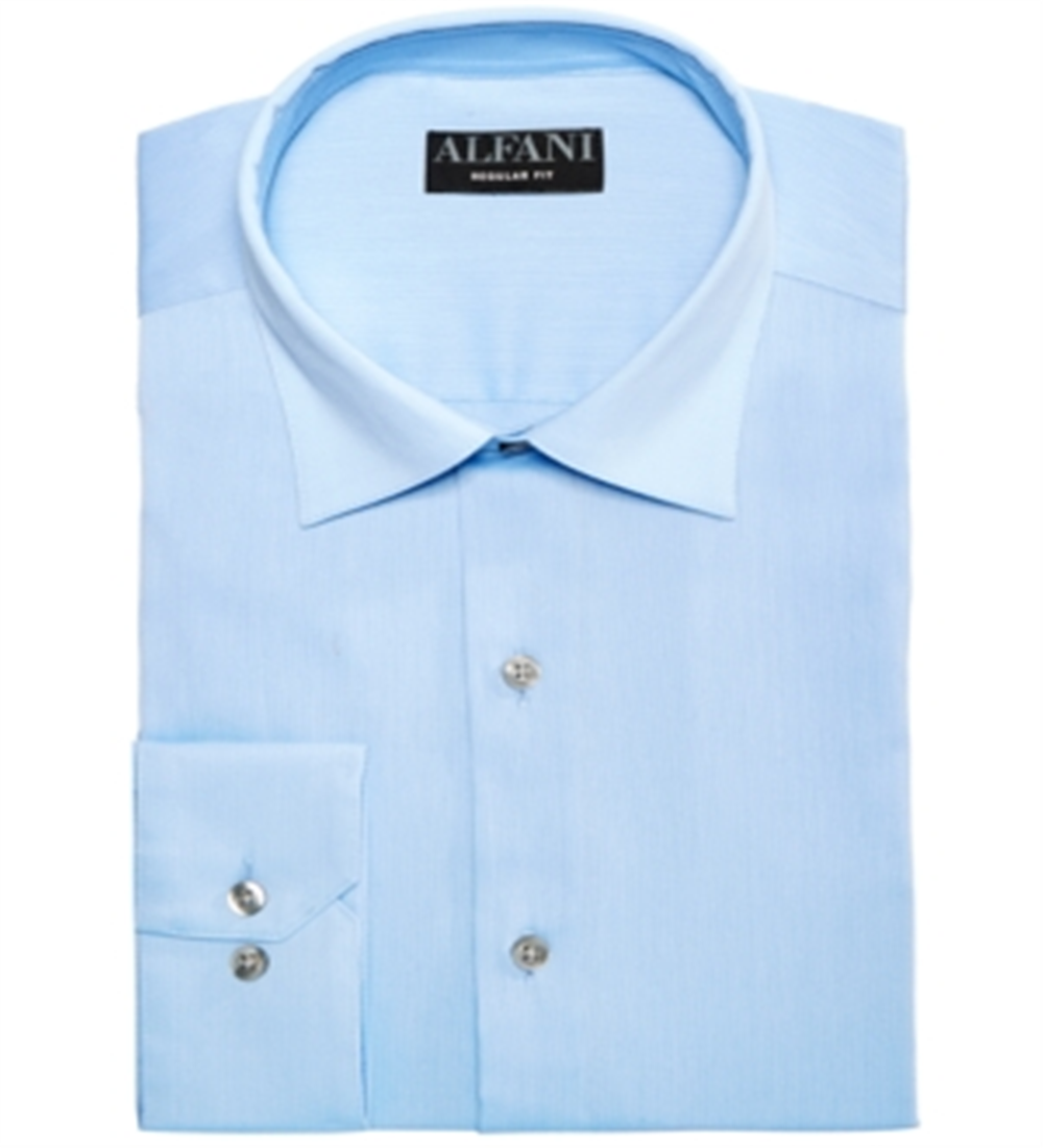 Alfani Men's Athletic Fit Button up Dress Shirt Blue Size 36-37