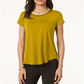 Alfani Women's Satin Trim High Low T-Shirt Yellow Size Petite