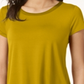 Alfani Women's Satin Trim High Low T-Shirt Yellow Size Petite