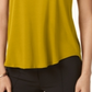 Alfani Women's Satin Trim High Low T-Shirt Yellow Size Petite