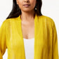 Alfani Women's Mixed Stitch Linen Blend Open Front Cardigan Yellow Size Petite Small