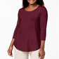 JM Collection Women's Scoop Neck Top Red Size Petite X-Large