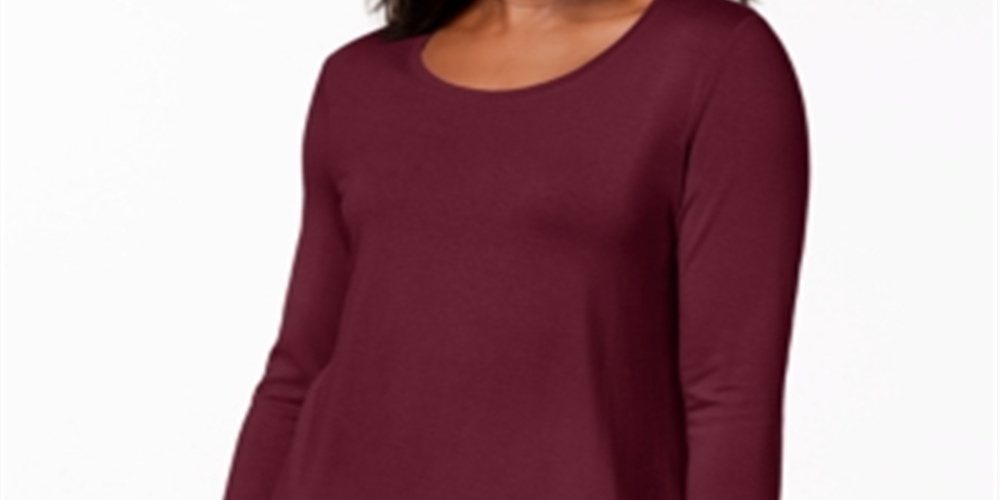 JM Collection Women's Scoop Neck Top Red Size Petite X-Large