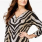 JM Collection Women's Metallic Print Sheath Dress Zebra Black Size Petite Small