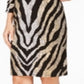 JM Collection Women's Metallic Print Sheath Dress Zebra Black Size Petite Small