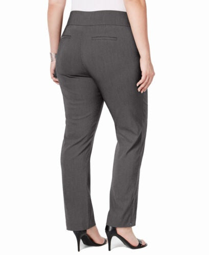 Charter Club Women's Cambridge Tummy Control Slim Leg Pants Grey Size 4 Petite